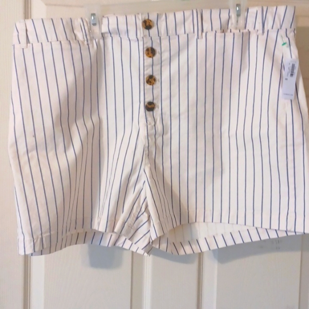 Old Navy Cream and Blue Striped Shorts Size 20